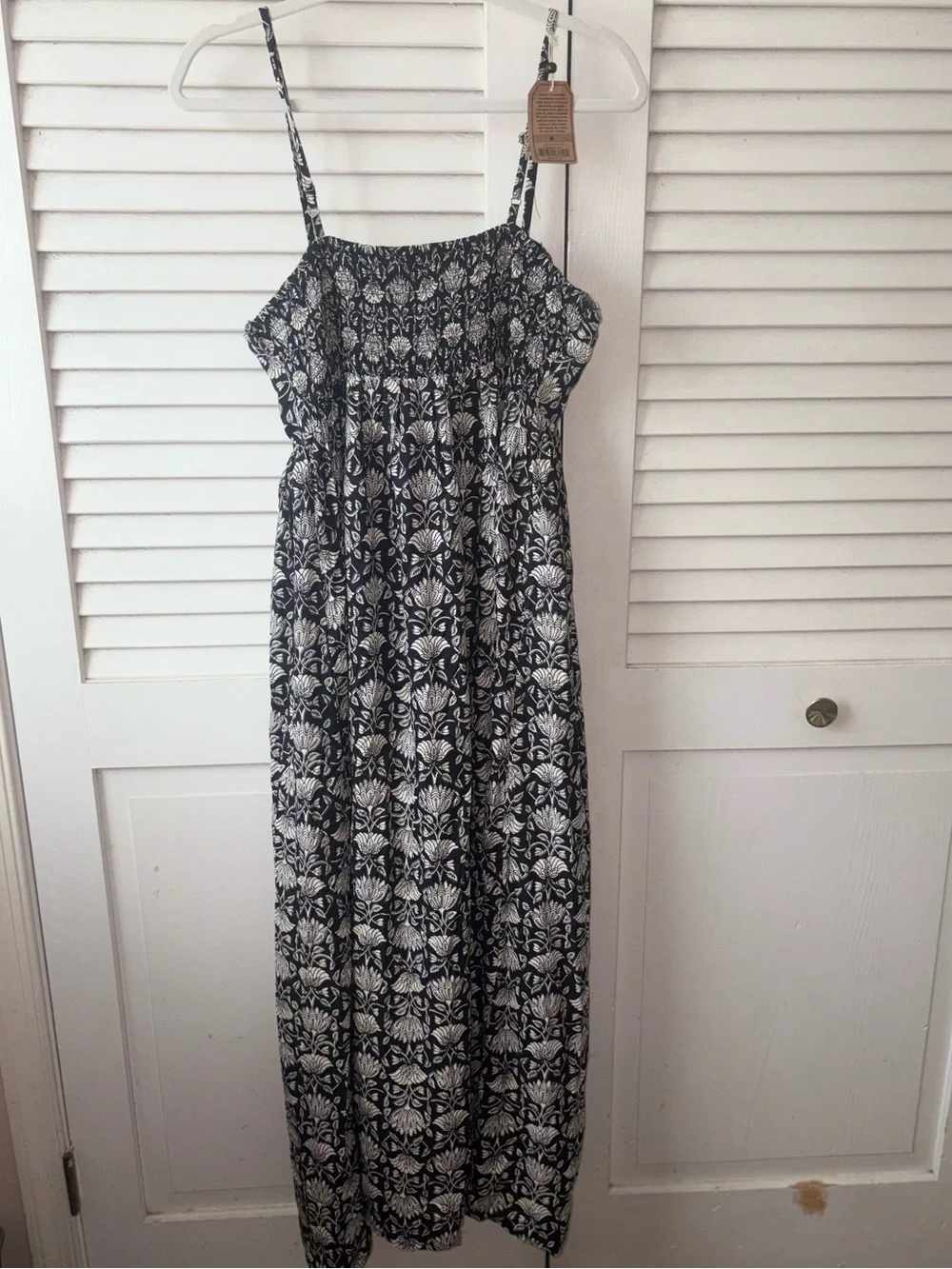 NWT Natural Life Bailey Maxi Dress M Black Cream Floral Boho Pockets - Picture 4 of 7